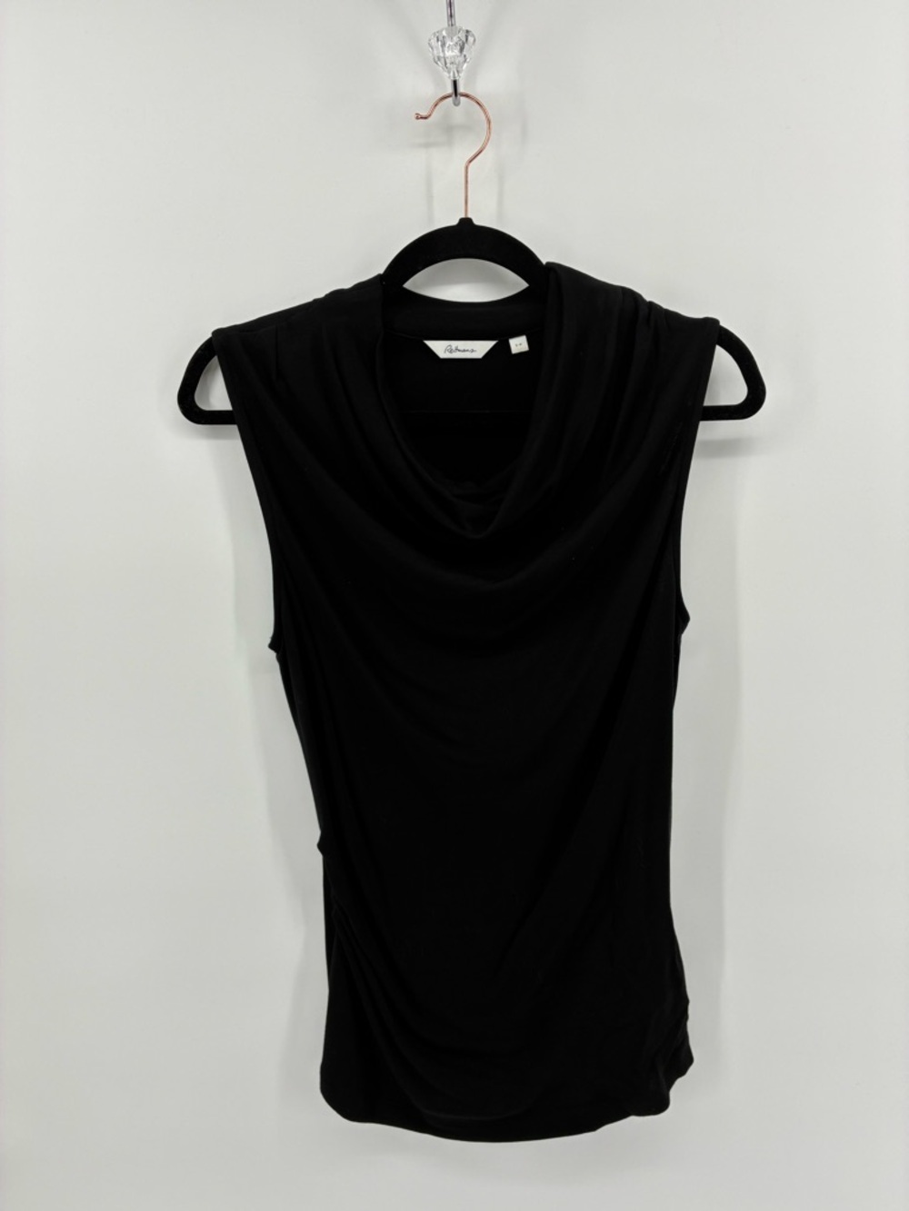 Sleeveless Black Cowl Neck Top
